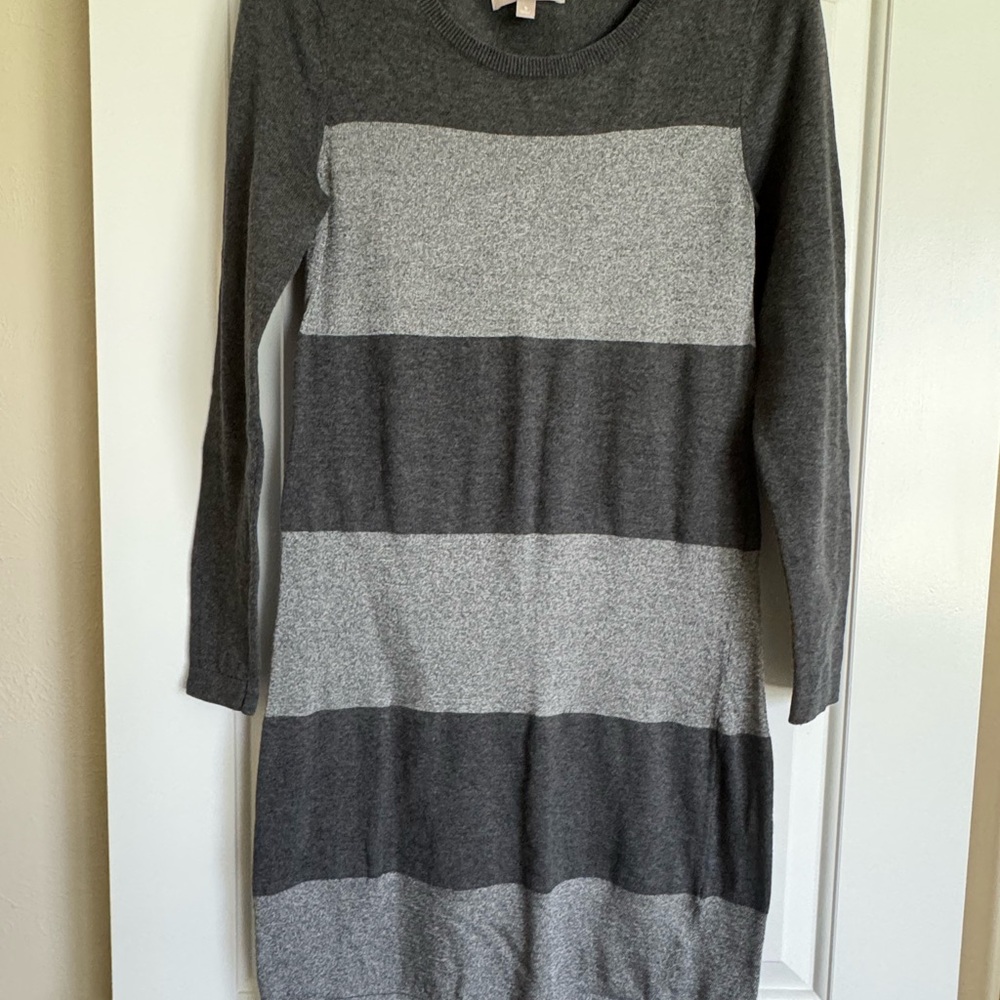 Banana Republic Gray Striped Sweater Dress